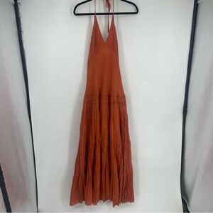 NEW Scared Threads Small Orange Halter Maxi Dress Beach Vacation Coastal